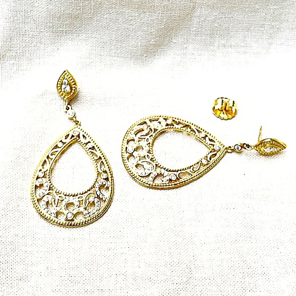 Penny Preville Diamond Pear Shape 18k Yellow Gold Stud Dangle Earrings, EUC - Picture 5 of 7